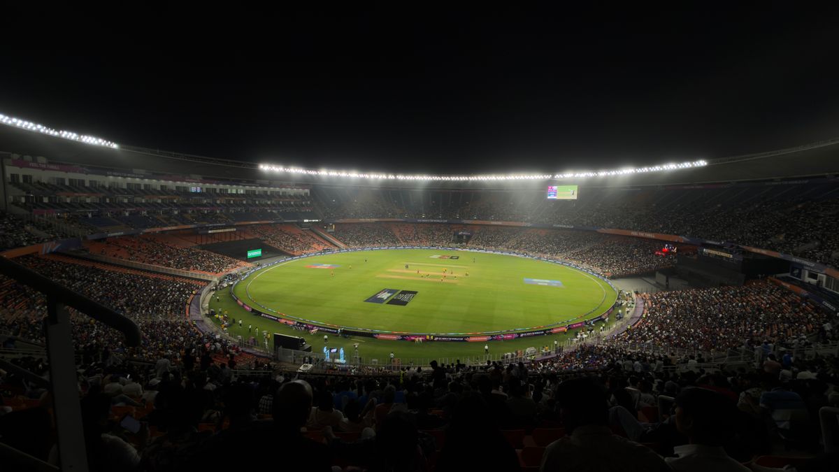 Photograph of a packed franchise cricket ground in Bangladesh