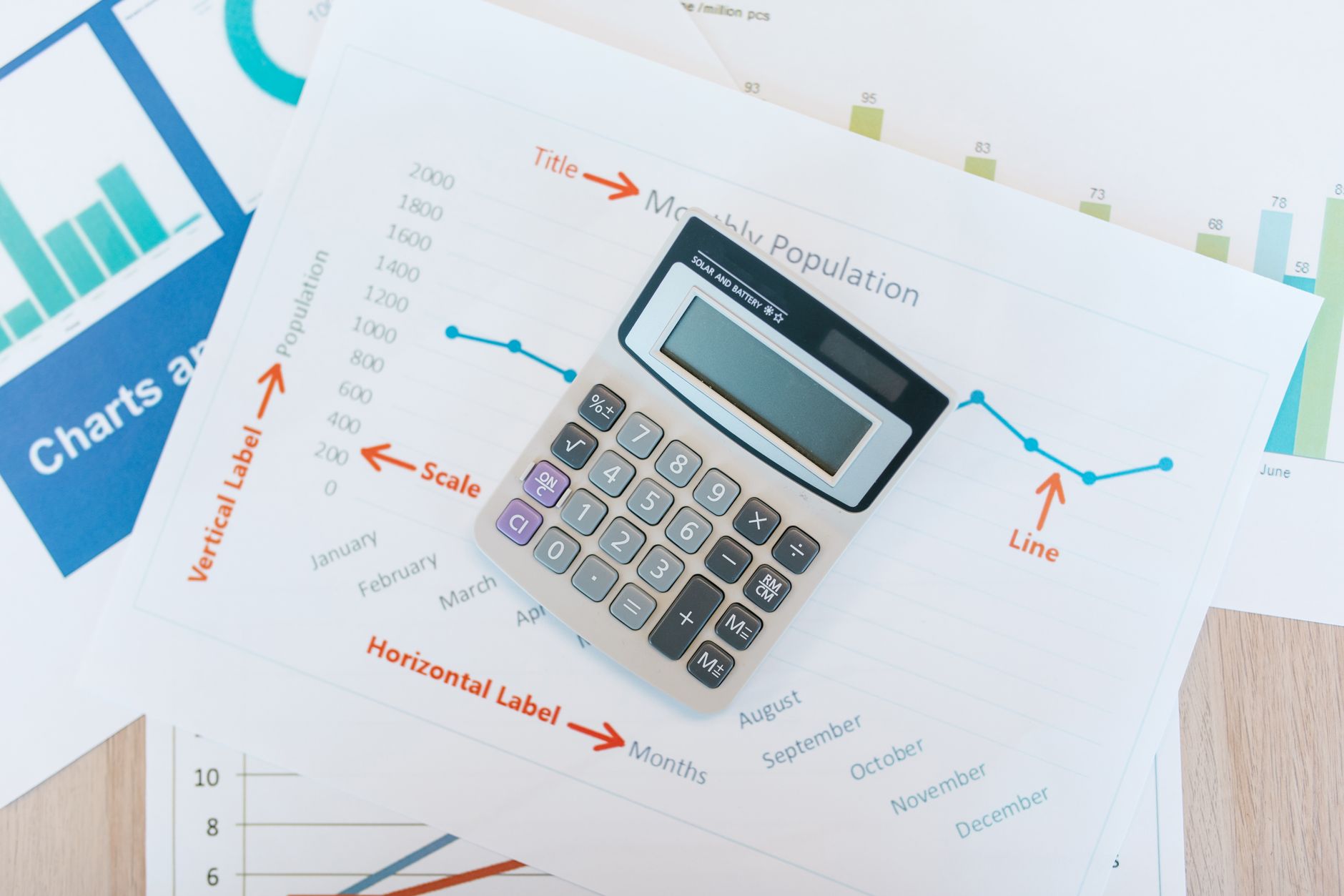 A printed tax return form, a pen and reading glasses arranged on a desk next to a calculator